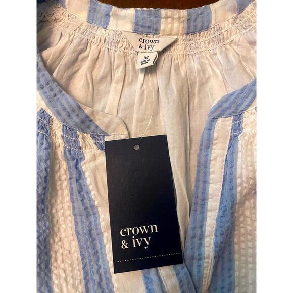 Crown & Ivy Striped Dress - Size M - Cotton Blue & White NWT - Picture 6 of 13